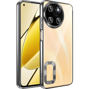 Case 4u Realme 11 4g Kılıf Tek Kamera Çerçeveli Logo Gösteren Omega Kapak Siyah