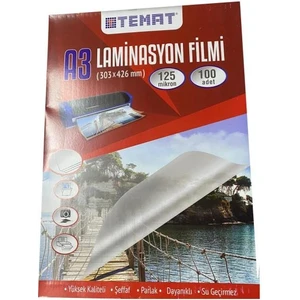 A3 Laminasyon Filmi 125 Micron 100 Lü Paket Şeffaf Renk 216x303 mm Ölçülerle