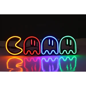 İstasyon Neon Grafik Pac Man Neon LED / Pac-Man Gece Lambası / Pacman Dekoratif Lamba / Işıklı Oyun Karakteri / Gamer Ambians Işığı