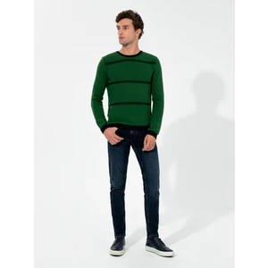 Erkek Haki Slim Fit Bisiklet Yaka Triko Kazak 50258829-VR027