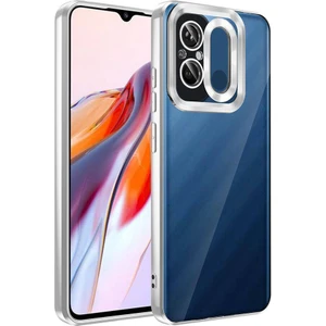 Case 4u Xiaomi Redmi 12C Kılıf Kamera Korumalı Logo Gösteren Omega Kapak Gümüş