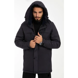 First Stops Erkek Lacivert Içi Polarlı Su ve Rüzgar Geçirmez Kapüşonlu Kışlık Mont Kaban Parka