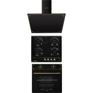 Siyah Emaye Rustik Ankastre Set (DA6-833 + M6-40BF(NİL) + B66-S2)