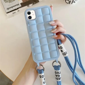 Mabs Tech Apple iPhone 11 Uyumlu Boyun Askılı Rope Silikon Kılıf - Açık Mavi