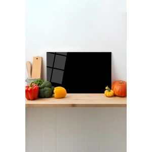 Siyah Cam Kesme Tahtası, Silikon Ayaklı, Sunum Kesim Doğrama Tablası, Temperli ve Rodajlı