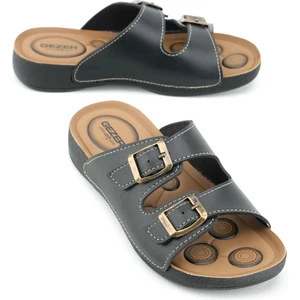 Yazlık Rahat Taban Iki Toka Ayarlanabilir Suni Deri Günlük Kadın Terlik