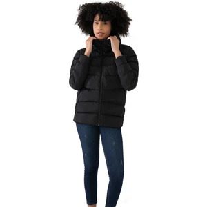 First Stops Kadın Siyah Kapüşonlu Içi Polarlı Su Geçirmez Rüzgara Dayanıklı Şişme Mont & Kaban & Parka