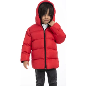 First Stops Erkek Çocuk Kırmızı Içi Polarlı Kapüşonlu Su Geçirmez Rüzgara Dayanıklı Şişme Kışlık Mont & Kaban