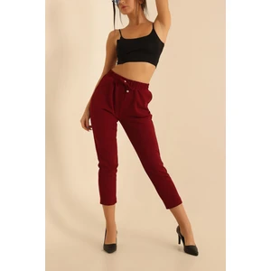 Vio Shine Kadın Beli Lastikli Cepli Havuç Kalıp Pantolon