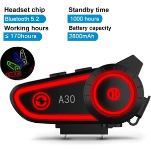 A30 2X  Motosiklet Kask Kulaklık Intercom Işıklı 2 Eşleşme Özellikli