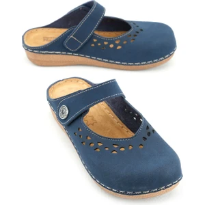 Yazlık Kadın Iç Tabanı Deri Cırt Cırtlı Terlik