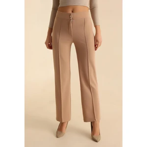 Vio Shine Kadın Çimalı Ispanyol Paça Yüksek Bel Pantolon