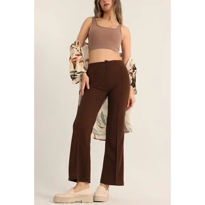 Vio Shine Kadın Çimalı Ispanyol Paça Yüksek Bel Pantolon