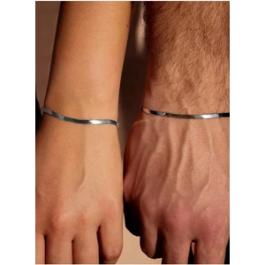 The Collection Unisex Kararmaz Çelik 2'li Yassı Italyan Arkadaşlık Sevgili Çift Bilekliği