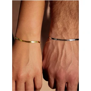 The Collection Unisex Kararmaz Çelik 2'li Yassı Italyan Arkadaşlık Sevgili Çift Bilekliği