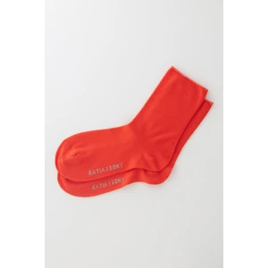 Katia & Bony Kadın Kırmızı Renkli Lastiksiz Modal Kumaş İnce Soket Çorap