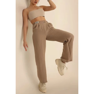Vio Shine Kadın Cırtlı Aerobin Keten Pantolon