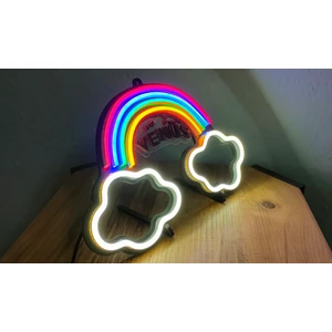 İstasyon Neon Grafik Isimli Gökkuşağı Neon LED / Gece Lambası / Rainbow Dekoratif Lamba / Işıklı Bulut  / Ambians Işığı