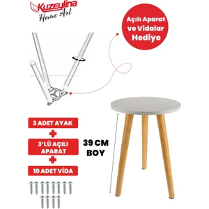 Konik Sehpa Ayağı  39 cm 3 Adet -  3'lü Plastik Ayak Bağlantı Aparatı ve Vidalar Hediye