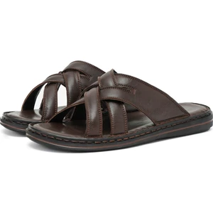 Melentias Deri Erkek Terliği, Deri Terlik, Ortopedik Taban Terlik, Deri Terlik