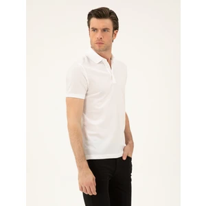 Erkek Beyaz Slim Fit Polo Yaka Merserize T-shirt 50284769-VR013
