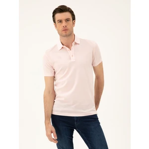 Erkek Pembe Slim Fit Polo Yaka Merserize T-shirt 50284769-VR050