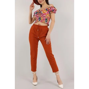 Vio Shine Kadın Beli Lastikli Cepli Havuç Kalıp Pantolon