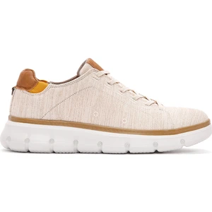 Erkek Bej Bağcıklı Kalın Tabanlı Kumaş Sneaker