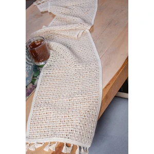 Organik Pamuk Dantel Krem 30x150 cm Runner Masa Örtüsü
