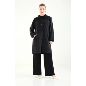 Giyim Dünyası Kadın Çift Cepli Desenli Anne Hırkası Antrasit