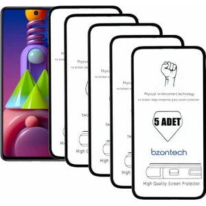 Samsung Galaxy M51 ile Uyumlu Ekran Koruyucu Tam Kaplayan 5li Set