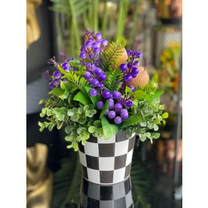 Tasarım H Moda Mor Kokinalı Damalı Vazo