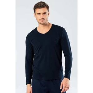 Erkek Uzunkol V Yaka T-Shirt, %95 Pamuk %5 Elestan