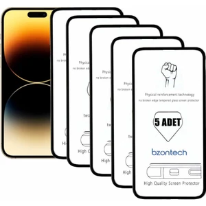 Apple iPhone 14 Pro ile Uyumlu Ekran Koruyucu Tam Kaplayan 5li Set