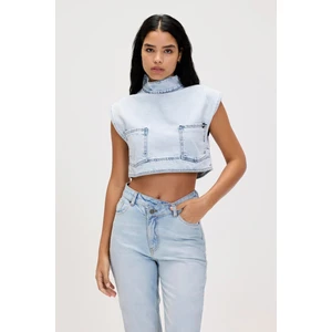 Bad Bear Veronica Ocean Blue Kadın Denim Crop