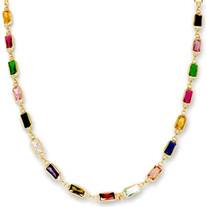 Müge Gümüş ve Takı Renkli Zirkon Taşlı Zincir Gümüş Kolye