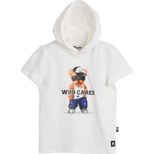 Bad Bear Mood Beyaz Çocuk Baskılı Hoodie Sweatshirt