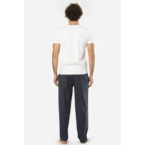 V Yaka Kısa Kol T-Shirt ve Cepli Ekoseli Alt Pijama Takım