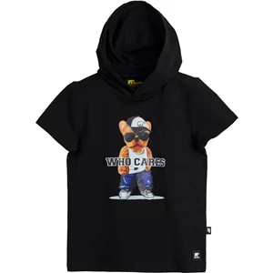 Bad Bear Mood Siyah Çocuk Baskılı Hoodie Sweatshirt
