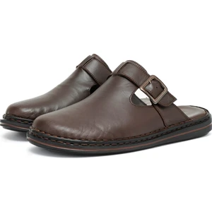 Mistra Deri Erkek Terliği, Deri Terlik, Ortopedik Taban Terlik, Hafif Deri Terlik