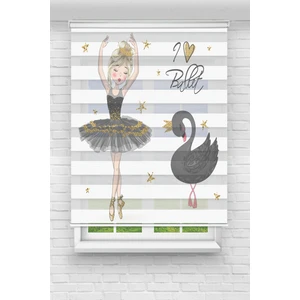 Gri Balerin Baskılı Zebra Perde-Çocuk Odası Perdesi-Zebra Stor Perde