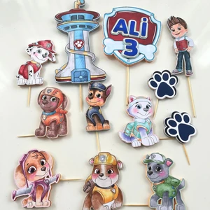 Cake Topper Süper Köpekler Temalı Kişiye Özel Erkek Çocuk Doğum Günü Pasta Parti Süsü Seti