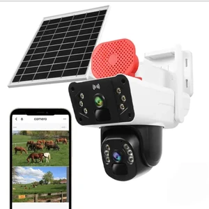 4g Çift Kameralı Sirenli Hareket Takipli Sim Kart Ile Çalışan Solar Kamera