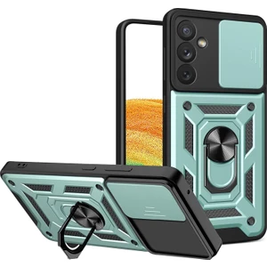 Galaxy A15 Kılıf Standlı Manyetik Yüzüklü Kamera Sürgülü Ultra Koruma Tank Zırh Kapak