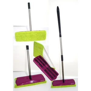 Kıskaçlı 6 Fırçalı Gırgır ile Mikrofiber Paspaslı Silme Mopu Metal Saplı Yer Duvar Fayans Silme Mopu