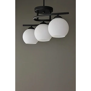 Fer Avize Fuji Modern Dekoratif Siyah Renk Beyaz Camlı Salon - Mutfak - Yatak Odası 3 Lü Avize