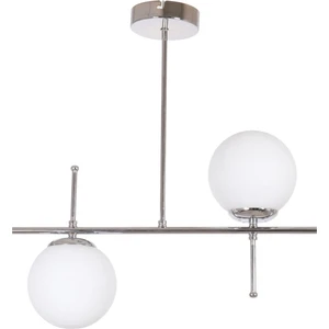 Fer Avize Çello Modern Tasarım Metal Krom Renk Beyaz Camlı Yemek Masası Üstü -Salon 2 Li Avize