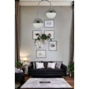 Fer Avize Janin Modern Sarkıt Krom Renk Gövde Salon - Mutfak - Yatak Odası LED 2'li Avize