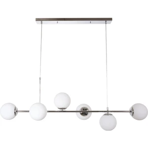 Fer Avize Simao Modern Tasarım Krom Renk Beyaz Camlı Salon - Yemek Masası Üstü - Mutfak Sıralı 6 Lı Avize