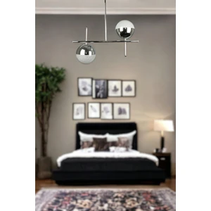 Fer Avize Çello Modern Tasarım Metal Krom Renk Cafe - Salon - Mutfak – Yatak Odası – LED  2'li Avize